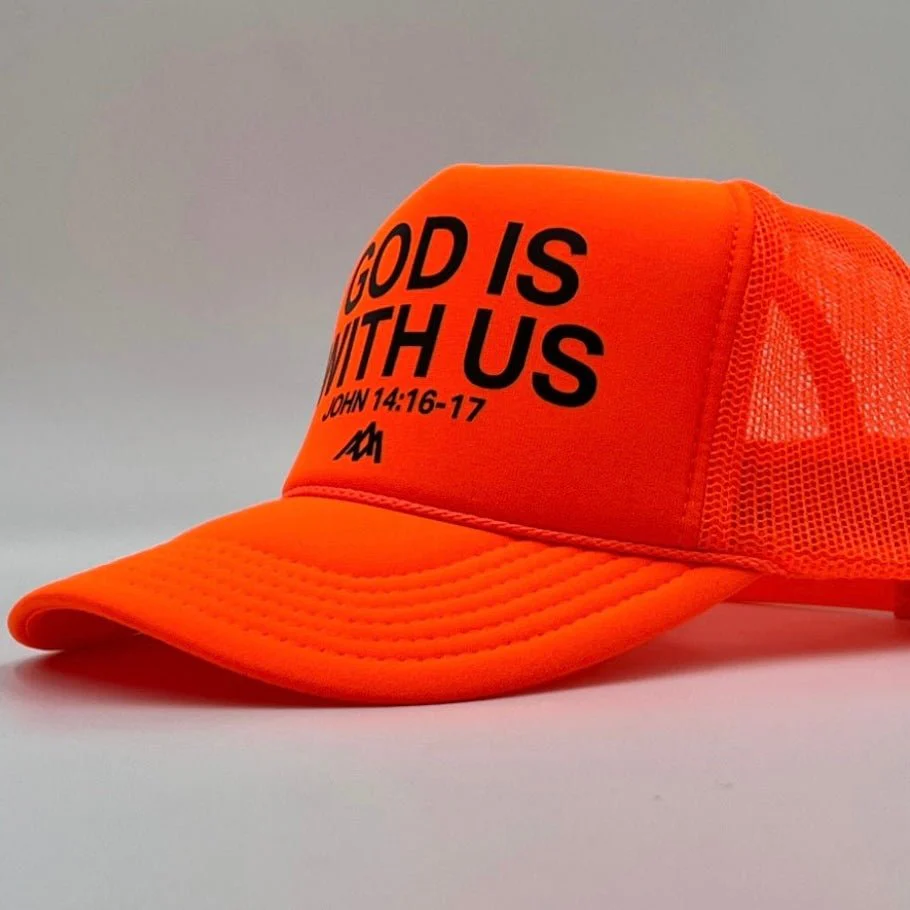 God is With Us Foam Trucker - Neon Orange - Image 4
